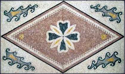 CR137 Central Flower Cornered Waves Carpet  Mosaic