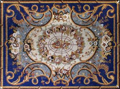 CR159 Royal blue artistic floral design Mosaic