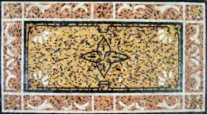 CR162 Floral Amber & Salmon Pink Floor Mosaic