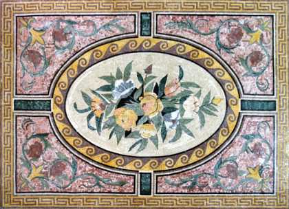 CR186 Floral Design with Greek Keys Border Mosaic