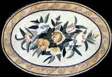 CR240 Oval pastel flower bouquet rug Mosaic
