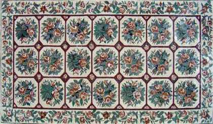 CR247 Red floral squares design carpet Mosaic