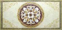 CR258 Cream yellow white & burgundy floral design Mosaic
