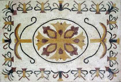 CR26 Gold & burgundy artistic floral design Mosaic