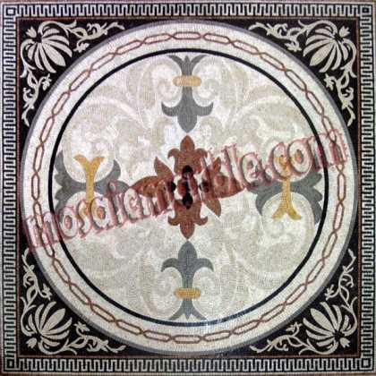 CR336 Fleur De Lys with Floral Background  Mosaic