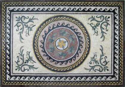 CR35 Central roman leaves design with braided border Mosaic