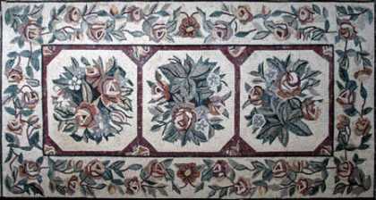 CR41 Red floral squares design carpet Mosaic