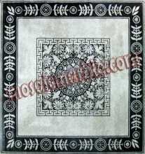 Black & White Floral Square Floor Mosaic