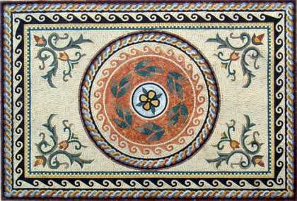 Roman Leaves Central Floor Medallion Mosaic