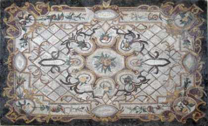 CR44 Light grey floral design carpet Mosaic