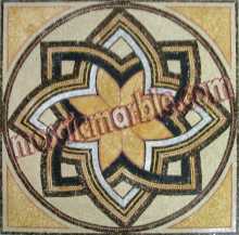 CR487 Gold & black geometric flower carpet Mosaic