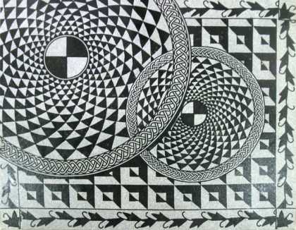 Black and White Rotating Illusion Mosaic