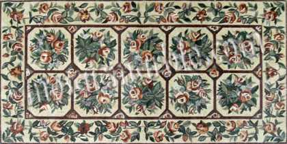 CR510 Red floral squares design carpet Mosaic