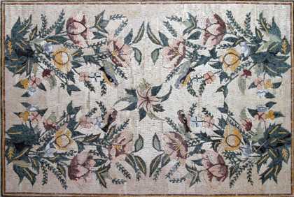 CR53 Elegant floral stone rug Mosaic