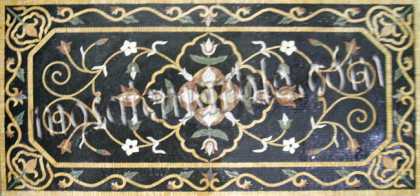 CR533 Black & gold elegant floral carpet Mosaic