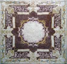 CR79 Burgundy & gold floral square Mosaic