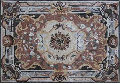 CR806 Preternatural Royal Floral Floor Carpet  Mosaic