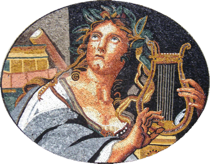 Cupid with Harp Mosaic Tile Art