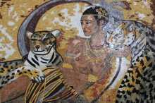 Karl Bang Sensual Art Lady with Leopards Mosaic