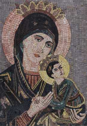 Mary Holding Baby Jesus Christian Art Mosaic