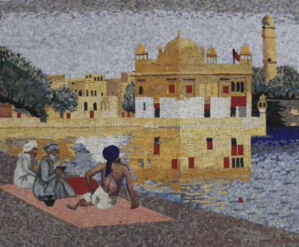 FG1099 Arabesque Scene Lake Wall Art Home  Mosaic