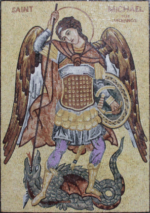 Saint Michael Archangel Icon Religious Wall Mosaic