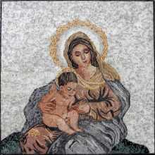 Mary & Baby Jesus Christian Wall Mosaic