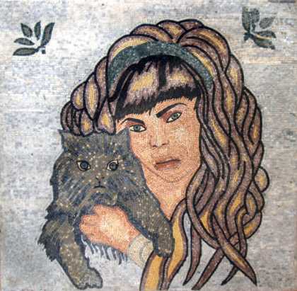 FG167 Woman and Cat Mosaic