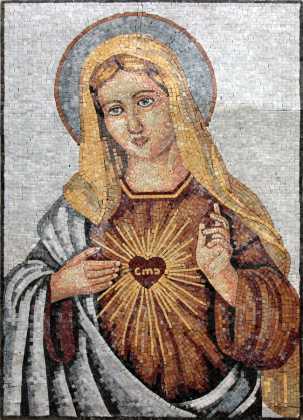 Heart of Virgin Mary Religious Wall Mosaic