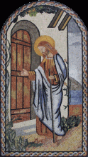 Jesus Knocking on the Door Arched Religious Mosaic