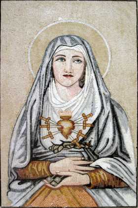 Sacred Heart of Mary with Seven Swords Wall Mosaic