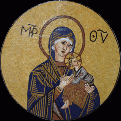 Madonna with Baby Jesus Medallion  Mosaic
