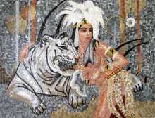 Karl Bang Lady with White Tiger Mosaic