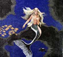 Mermaid in Deep Blue Sea Sqaure Mosaic