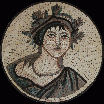 FG440 Round Handmade Pendant Greek God  Mosaic