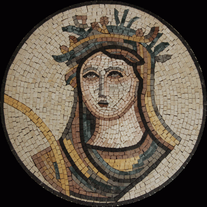 FG440 Round Handmade Pendant Greek Goddess  Mosaic