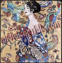 Geisha with Floral Background Mosaic