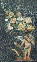 Cupid with Flowers Renaissance Mosaic