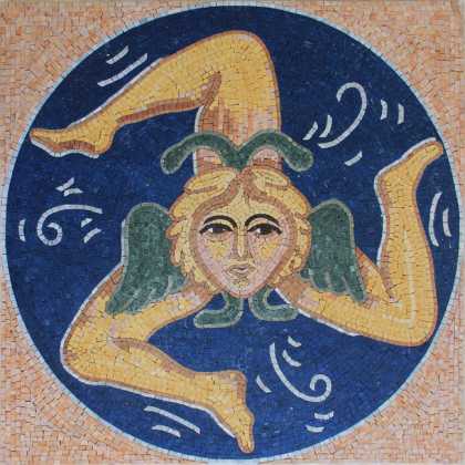 Blue Sicilian Trinacria Design Mosaic