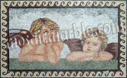Raphael Angels Wave Border Religious Mosaic