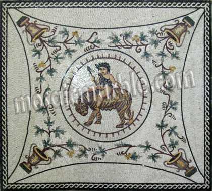 Dyonisus Riding a Tiger Greek Mosaic