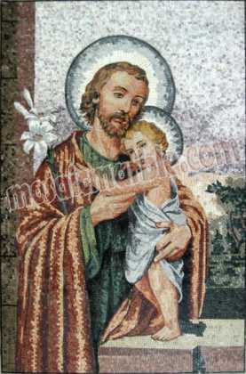 Saint Joseph Holding Baby Jesus Religious Mosaic
