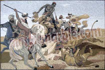 The Lion Hunt Horace Vernet Wall  Mosaic