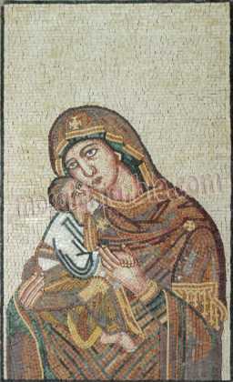 Blessed Virgin Mary & Baby Jesus Religious Mosaic