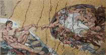 The Creation of Adam in Natural Colors Mosaic