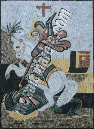 Saint Gregory Killing the Dragon Religious Mosaic