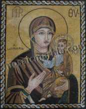Madonna & Jesus Icon Wave Border Byzantine Mosaic
