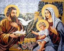 Mary Joseph Baby Jesus White Doves Wall Mosaic