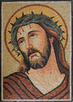 Portrait of Jesus with Crown of Thorns Religious Mosaic