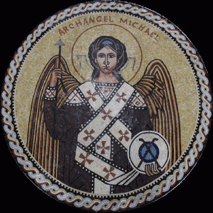 The Archangel Michael Religious Medallion  Mosaic